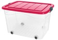 Pojemnik z pokrywą różową Roller Box 100l z kółkami