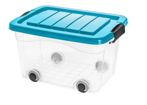 Pojemnik z pokrywą turkusową Roller Box20l z kółkami