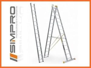 Drabina aluminiowa FORTE 3-częściowa uniwersalna 3x8 stopni