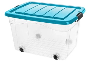 Pojemnik z pokrywą turkusową Roller Box 60l z kółkami 