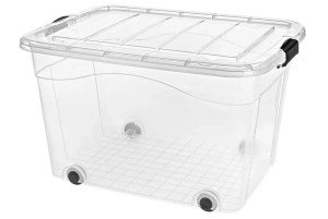 Pojemnik z pokrywą transparent Roller Box 100l z kółkami 