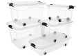 Pojemnik z pokrywą różową Roller Box 100l z kółkami